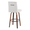 Hank - 30" Fixed-Height Barstool With Swivel And Round Black Metal Footrest (Set of 2) - Walnut Wood