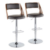 Cecina - Adjustable Barstool With Swivel And Rounded Rectangle Footrest (Set of 2) - Chrome Metal, Cherry Wood