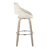 Fabrico - 30" Fixed-Height Barstool With Swivel And Round Chrome Metal Footrest (Set of 2) - White Washed Wood And Cream Noise Fabric