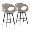 Curva - 25" Fixed-Height Counter Stool With Swivel And Round Metal Footrest (Set of 2) - Black Metal