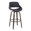 Fabrico - 30" Fixed-Height Barstool With Swivel And Round Black Metal Footrest (Set of 2) - Walnut Glazed Wood