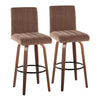 Hank - 30" Fixed-Height Barstool With Swivel And Round Black Metal Footrest (Set of 2) - Walnut Wood