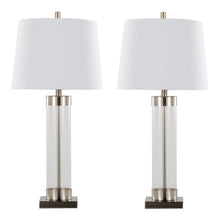  Glacier - 30" Table Lamp (Set of 2) - Clear Glass And Brushed Nickel With White Linen Shade