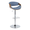 Curvo - Adjustable Barstool With Swivel And Rounded Rectangle Footrest (Set of 2) - Chrome Metal, Walnut Wood