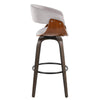 Vintage Mod - 30" Fixed-Height Barstool With Swivel - Walnut Glazed Wood And Stone Fabric With Walnut Wood Accents And Round Black Metal Footrest (Set of 2)