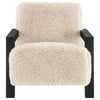 Paquet - Faux Fur Upholstered Chair Solid Wood Arms - Latte