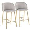 Fran - Pleated Waves Fixed-Height Counter Stool (Set of 2) - Gold Legs
