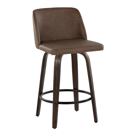 Toriano - 26" Fixed-height Counter Stool (Set of 2) - Glazed Walnut