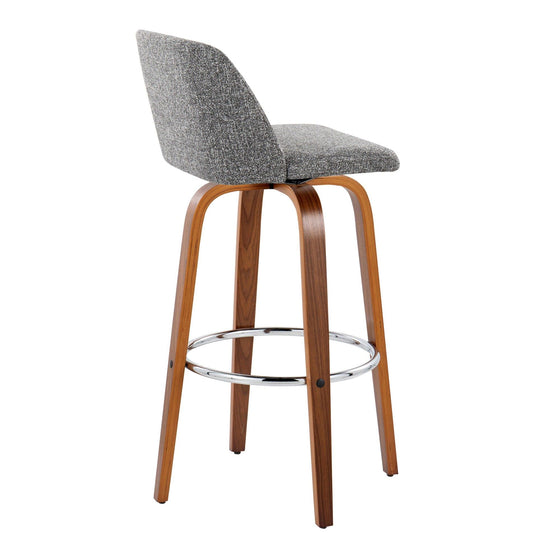 Toriano - 30" Fixed-Height Barstool (Set of 2) - Walnut & Chrome Base