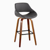 Fabrico - 30" Fixed-Height Barstool With Swivel And Square Black Metal Footrest (Set of 2) - Walnut Wood