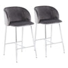 Fran - Counter Stool - Chrome Metal And Gray Velvet (Set of 2)
