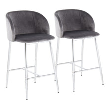  Fran - Counter Stool - Chrome Metal And Gray Velvet (Set of 2)