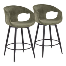  Curva - 25" Fixed-Height Counter Stool With Swivel And Round Metal Footrest (Set of 2) - Black Metal
