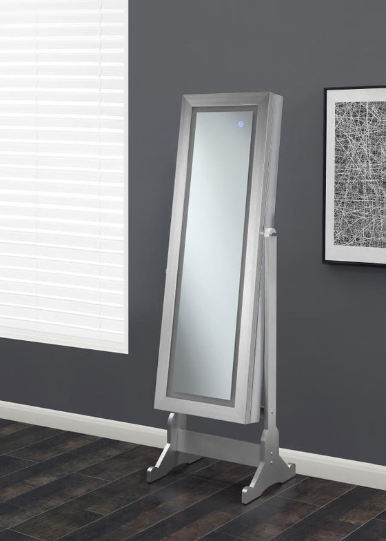 Moore - Cheval Mirror With Jewelry Storage - Silver