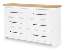  Horizons - 6 Drawers Dresser - Pure White / Natural Oak
