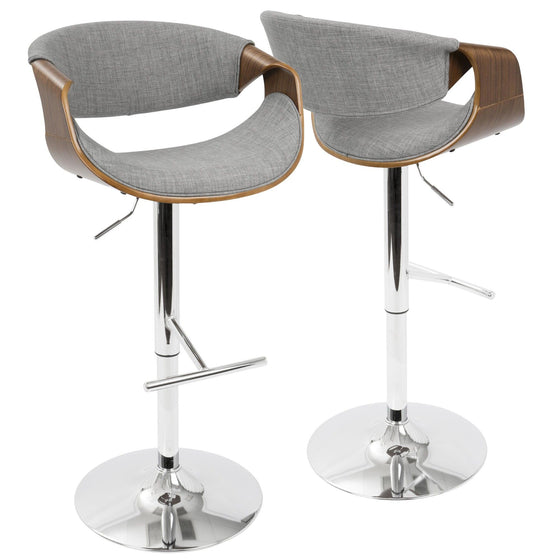 Curvini - Adjustable Barstool With Swivel - Walnut (Set of 2)