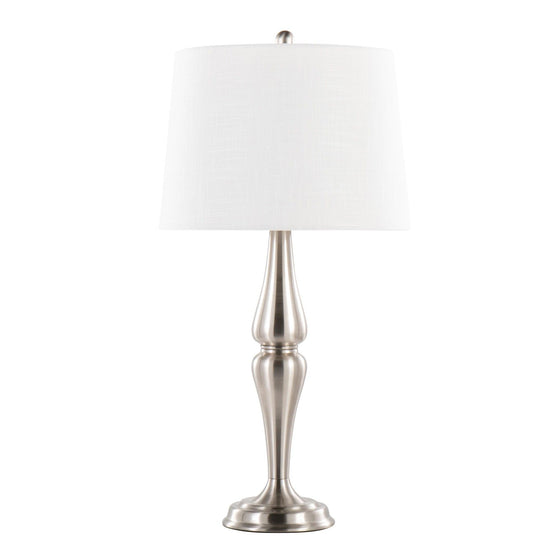 Sawyer - 30" Metal Table Lamp - Brushed Nickel And White Linen from Grandview Gallery (Set of 2)