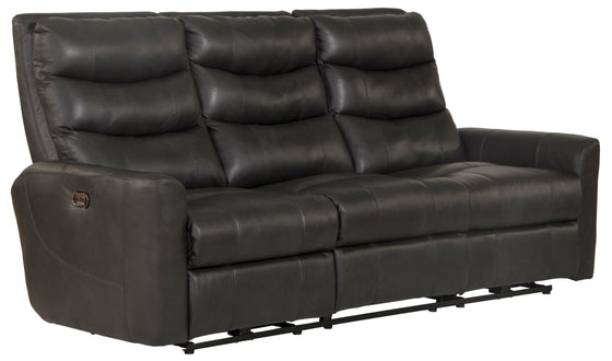 Bosa - Leather Power Reclining Sofa - Charcoal