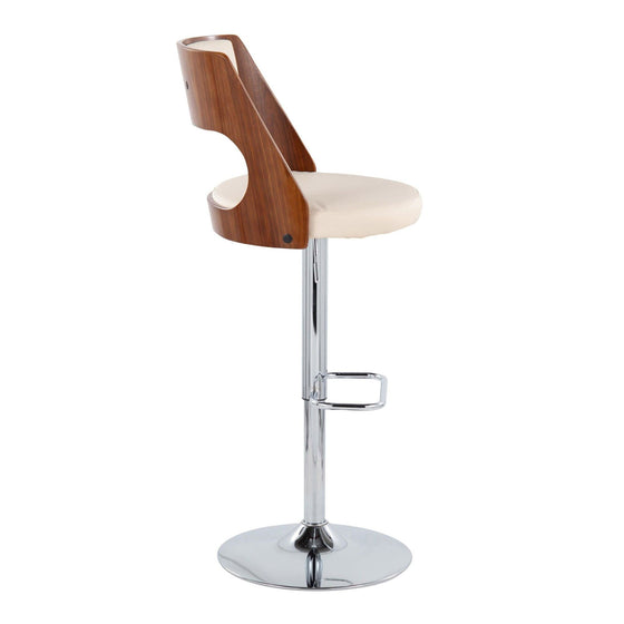 Cecina - Adjustable Barstool With Swivel And Rounded Rectangle Footrest (Set of 2) - Chrome Metal, Cherry Wood