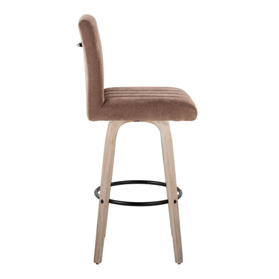 Hank - 30" Fixed-Height Barstool With Swivel And Round Black Metal Footrest (Set of 2) - Whitewashed Wood
