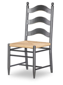  Vintage Market - Rush Seat Ladder Back Side Chair (Set of 2) - Kettle Black
