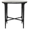 Hermas - Round Genuine Marble Top Metal End Side Table - White