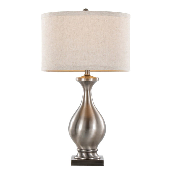 Pin - 28" Metal Table Lamp - Brushed Coal Metal And White Linen Shade From Grandview Gallery (Set of 2)