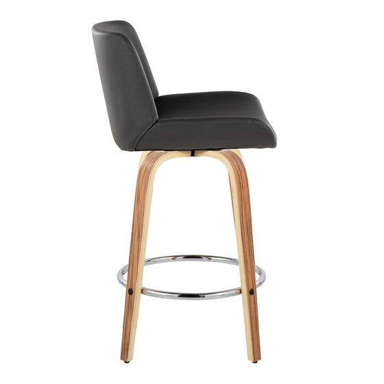 Santi - 25" Fixed-Height Counter Stool With Swivel - Zebra Wood (Set of 2)