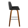 Santi - 30" Fixed-Height Barstool With Swivel And Square Chrome Metal Footrest (Set of 2) - Walnut Wood