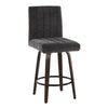 Hank - 26" Fixed-Height Counter Stool With Swivel And Round Black Metal Footrest (Set of 2) - Walnut Glazed Wood