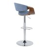 Curvo - Adjustable Barstool With Swivel And Rounded Rectangle Footrest (Set of 2) - Chrome Metal, Walnut Wood