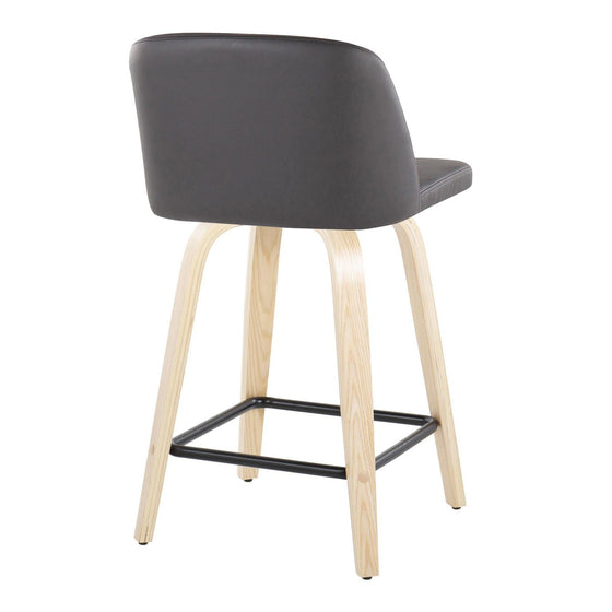 Toriano - 24" Fixed-Height Counter Stool (Set of 2) - Natural & Black Square Base