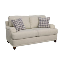  Glenn - Upholstered English Arm Loveseat - Light Gray And Blue