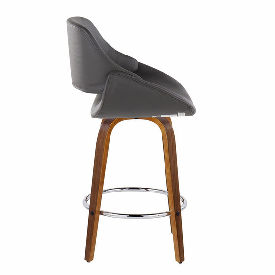 Fabrico - Fixed-Height Counter Stool With Round Chrome Footrest (Set of 2) - Walnut Wood