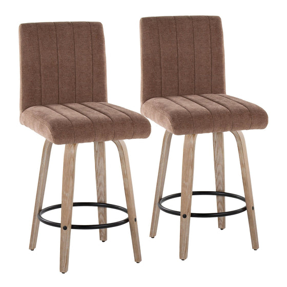 Hank - 26" Fixed-Height Counter Stool With Swivel And Round Black Metal Footrest (Set of 2) - Whitewashed Wood