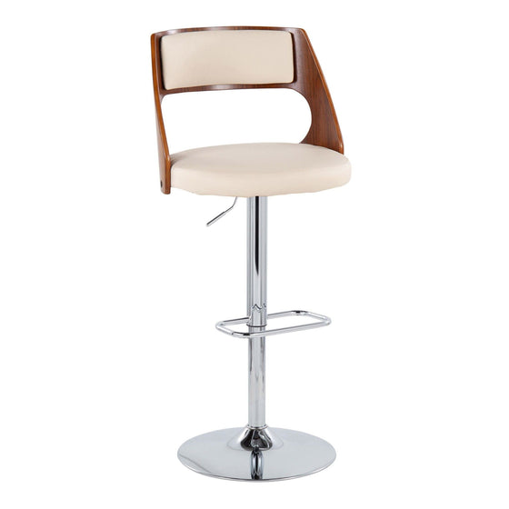 Cecina - Adjustable Barstool With Swivel And Rounded Rectangle Footrest (Set of 2) - Chrome Metal, Cherry Wood
