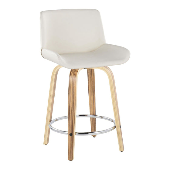Santi - 24" Fixed-Height Counter Stool With Swivel - Zebra Wood (Set of 2)