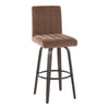 Hank - 30" Fixed-Height Barstool With Swivel And Round Black Metal Footrest (Set of 2) - Walnut Glazed Wood