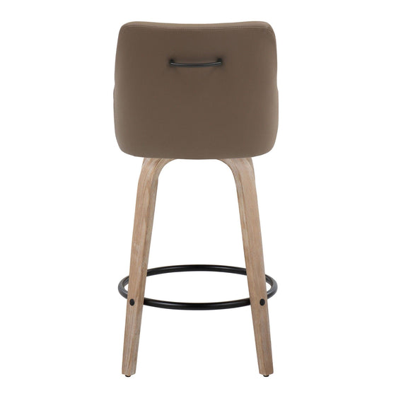 Hannah - 26" Fixed-Height Counter Stool With Swivel And Round Black Metal Footrest (Set of 2) - Whitewashed Wood