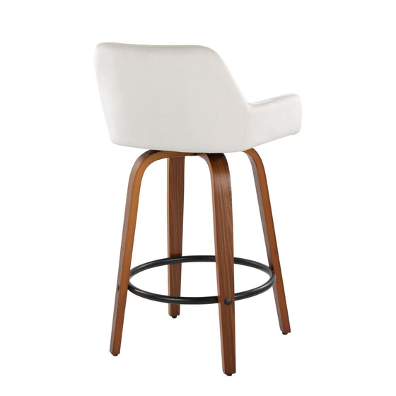 Daniella - 26" Fixed-height Counter Stool (Set of 2) - White, Walnut And Black