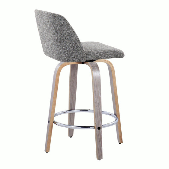 Toriano - 26" Fixed-Height Counter Stool (Set of 2) - Gray & Chrome Round Base