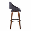 Fabrico - 30" Fixed-Height Barstool With Swivel And Round Black Metal Footrest (Set of 2) - Walnut Wood