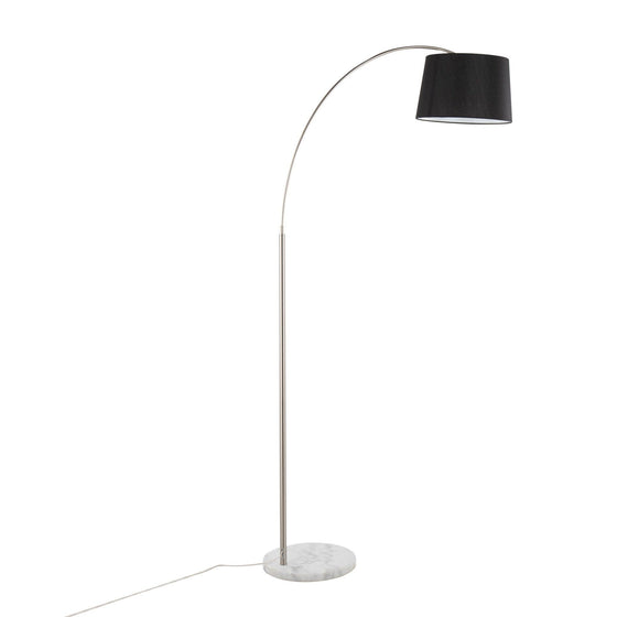 March - Floor Lamp - White Marble And Nickel