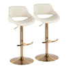 Fabrico - Adjustable Barstool With Swivel And Rounded T Footrest (Set of 2) - Gold Metal