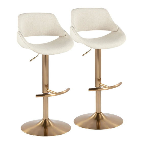 Fabrico - Adjustable Barstool With Swivel And Rounded T Footrest (Set of 2) - Gold Metal