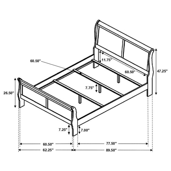 Louis Philippe - Panel Sleigh Bed