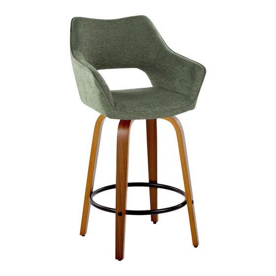 Mustang - 26" Fixed-Height Counter Stool With Swivel - Walnut Wood (Set of 2)