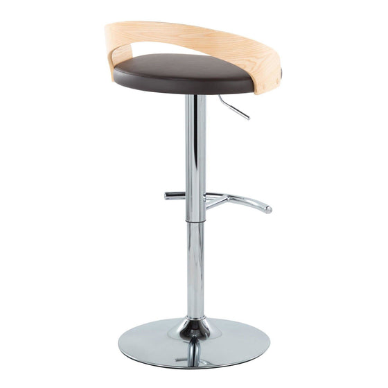 Grotto - Adjustable Barstool (Set of 2) - Silver Base And Natural Backrest