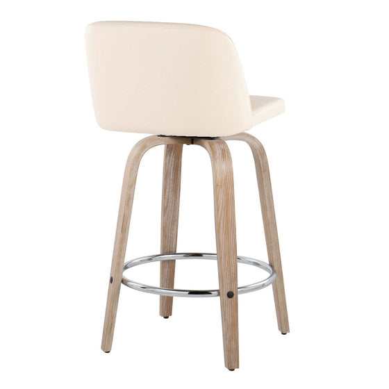 Toriano - 26" Fixed-Height Counter Stool (Set of 2) - Gray & Chrome Round Base