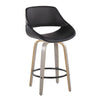 Fabrico - 26" Fixed-Height Counter Stool With Swivel And Round Black Metal Footrest (Set of 2) - Light Gray Wood
